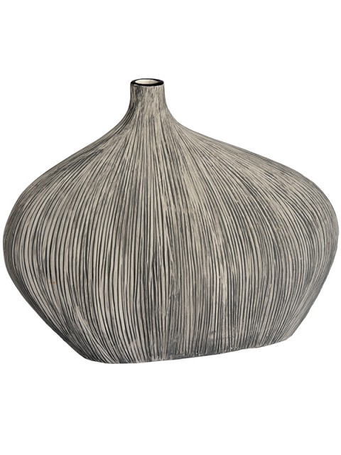 Modern Stone Style Flat Broad Asymmetrical Vase